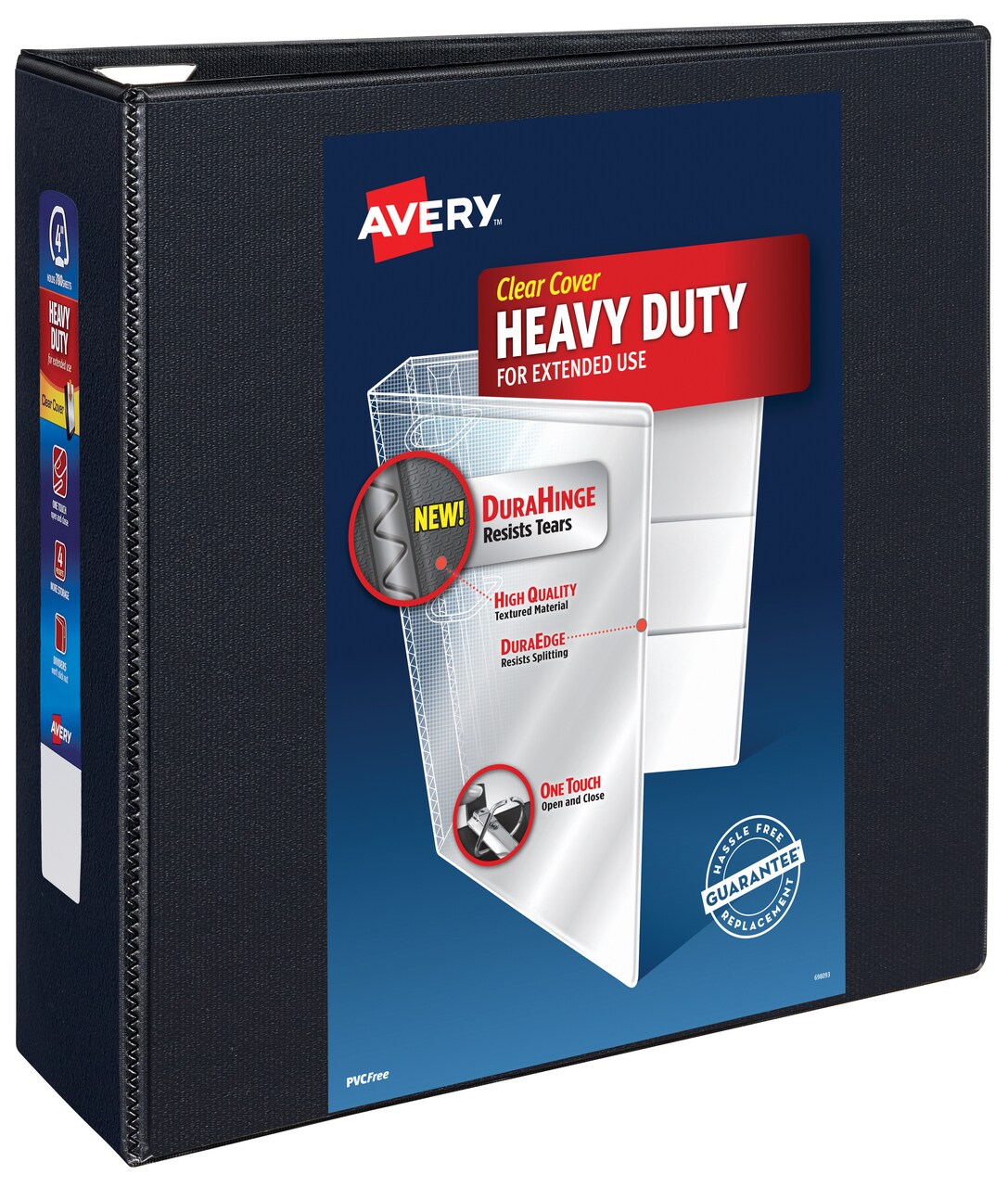 Avery Heavy-Duty View 3 Ring Binder, 4&#x22; One Touch Slant Rings, 1 Black Binder (79098)